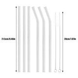 Reusable Eco friendly Glass Drinking Straw with Cleaning Brush Transparent Convenient Tableware