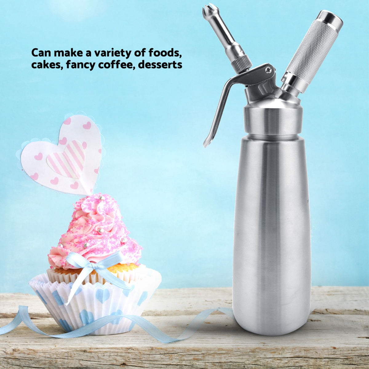 Stainless Steel Whipped Cream Dispenser Bundle With Three Nozzles 1000ml
