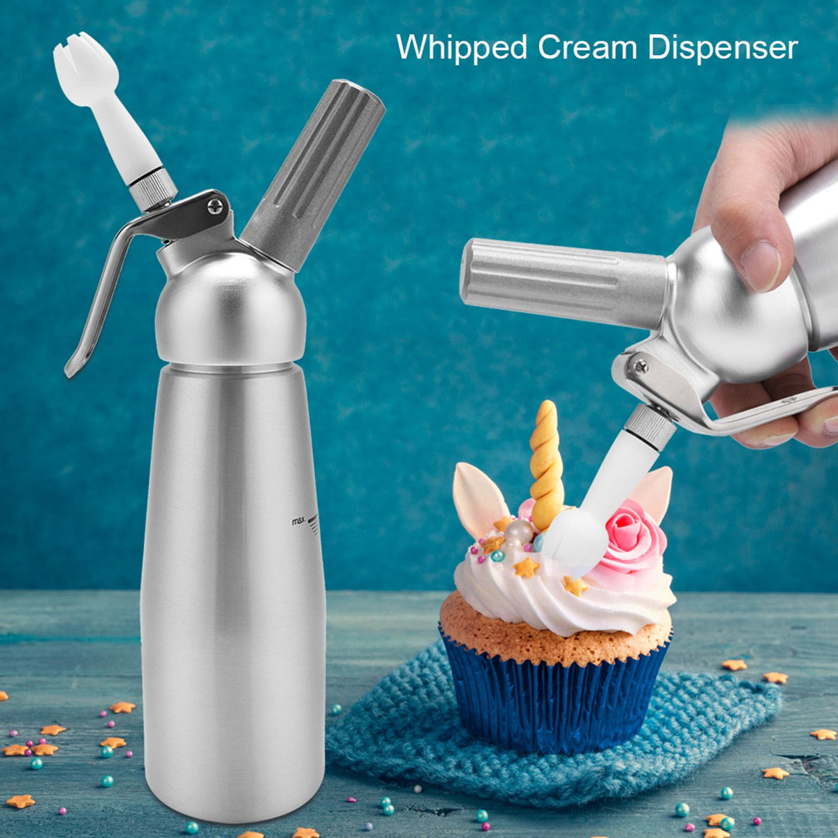 Aluminum Whipped Cream Dispenser Bundle With Three Nozzles Kitchen 500ml