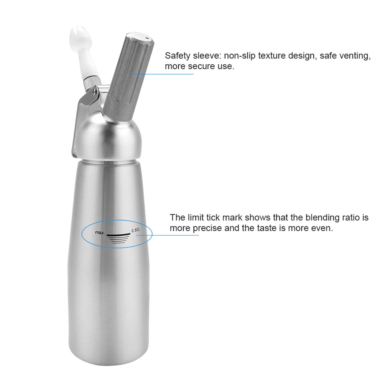 Aluminum Whipped Cream Dispenser Bundle With Three Nozzles Kitchen 1000ml