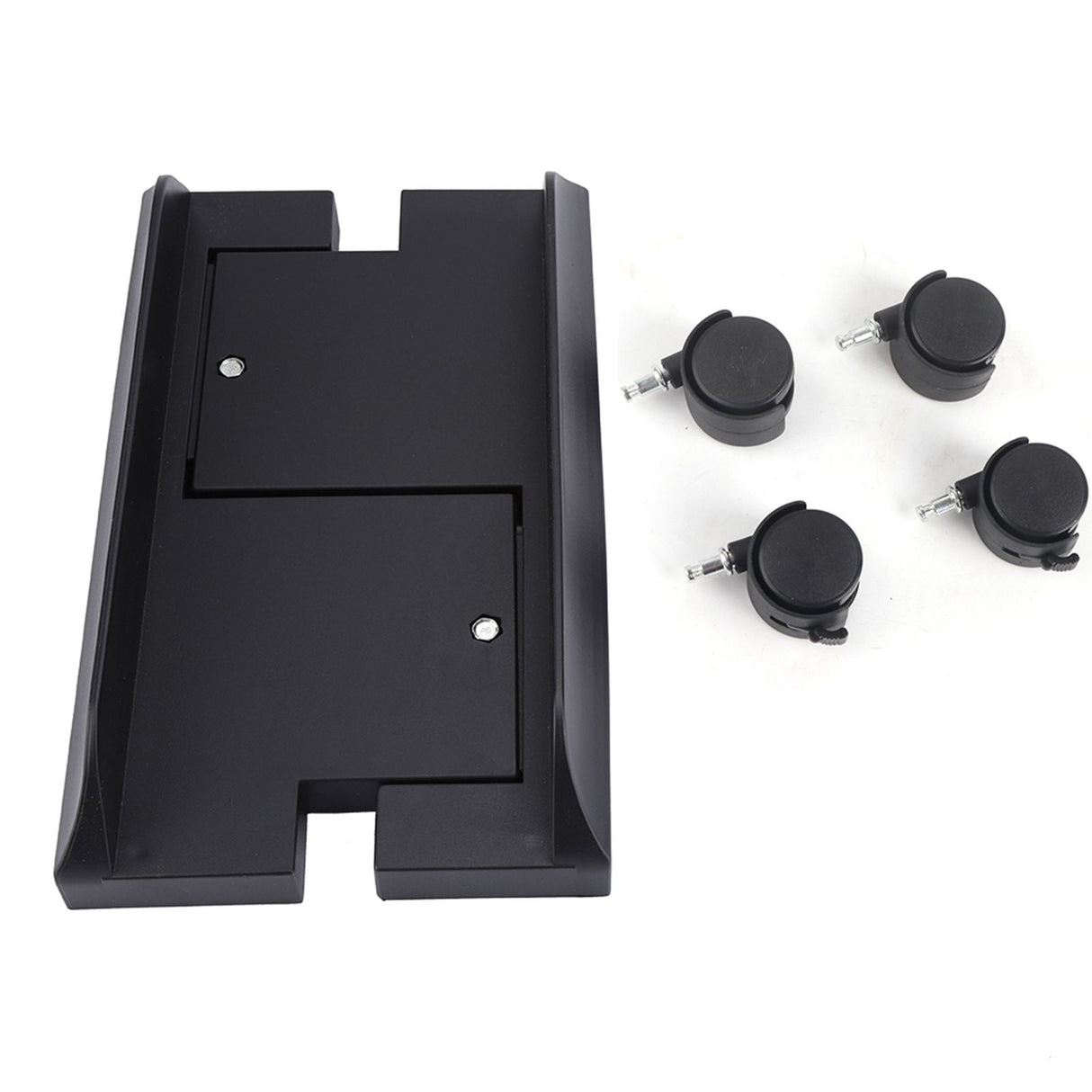 Removable Computer Case Stand Holder Bracket Desktop Mainframe Storage Rack with Brake(Black)