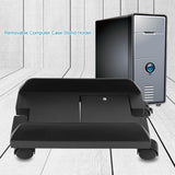 Removable Computer Case Stand Holder Bracket Desktop Mainframe Storage Rack with Brake(Black)