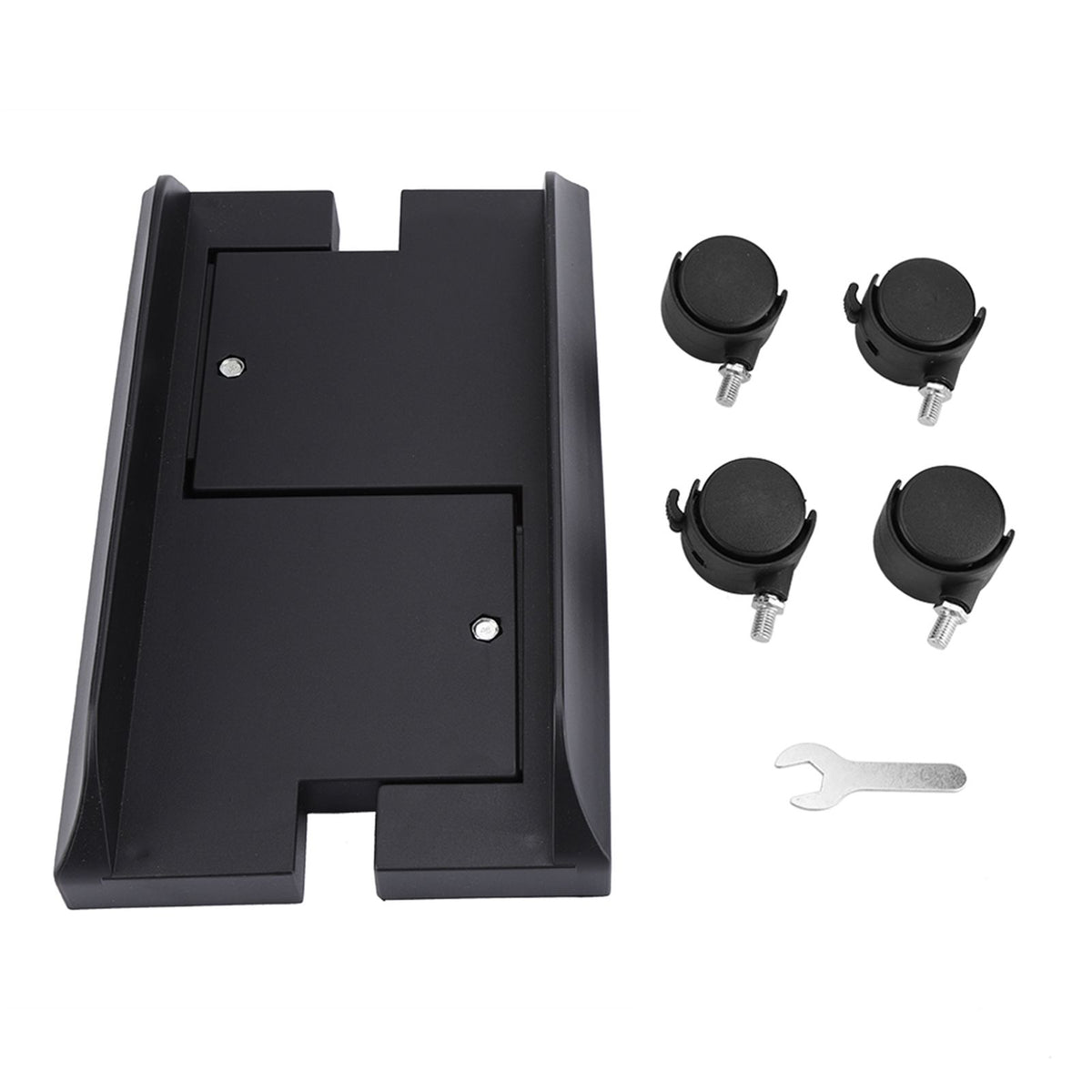 Removable Computer Case Stand Holder Bracket Desktop Mainframe Storage Rack with Brake(Black)