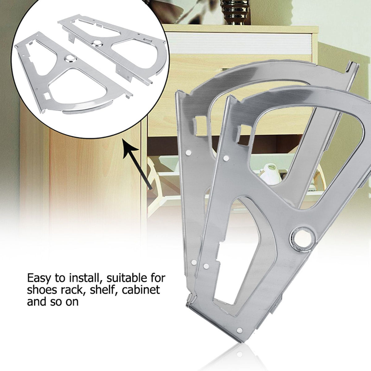 2Pcs Stainless Steel Shoes Drawer Cabinet Hinges Turing Rack Replacement Fittings(1 Layer)
