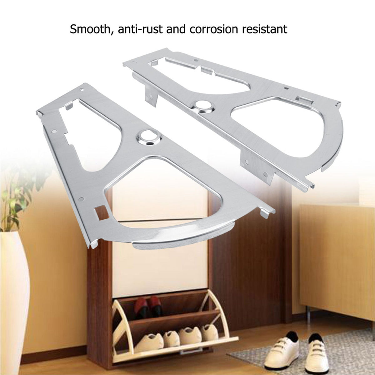 2Pcs Stainless Steel Shoes Drawer Cabinet Hinges Turing Rack Replacement Fittings(1 Layer)