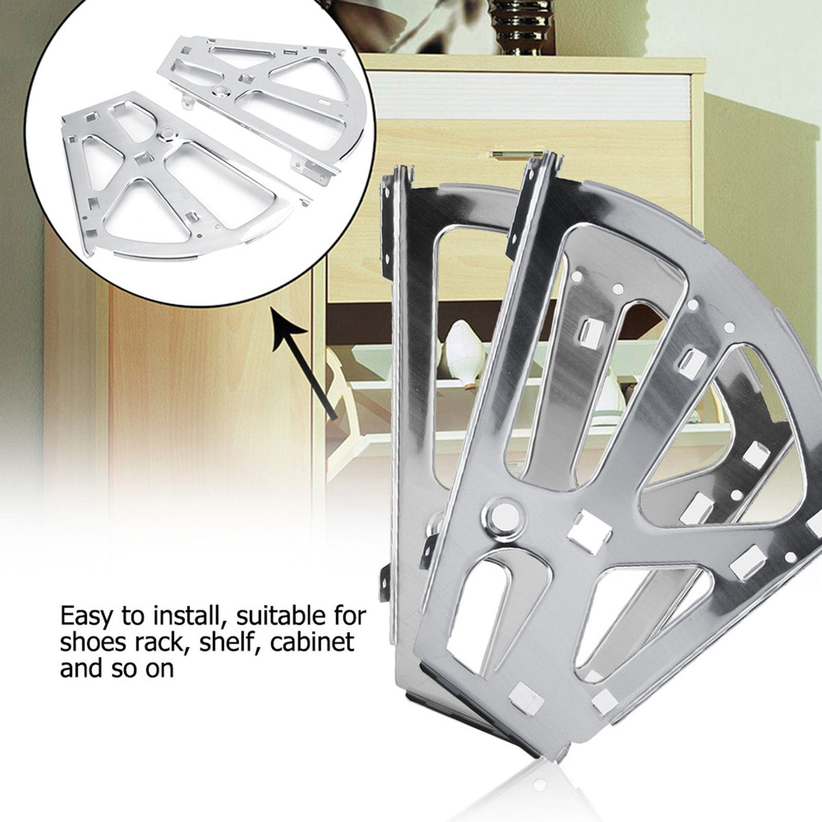2Pcs Stainless Steel Shoes Drawer Cabinet Hinges Turing Rack Replacement Fittings(2 Layers)