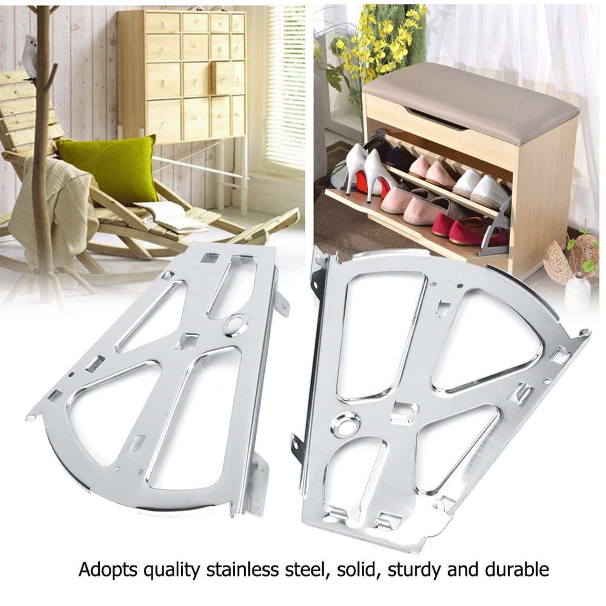 2Pcs Stainless Steel Shoes Drawer Cabinet Hinges Turing Rack Replacement Fittings(2 Layers)