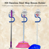 304 Stainless Steel Mop Broom Holder Organizer Wall Mounted Storage Rack (1 Position No Hook) - Extra Image