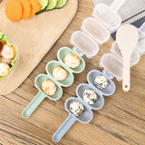 Rice Ball Mold Sushi Balls Maker Mould with Spoon Kitchen Cooking Tools Set for Baby(Beige) - Front View