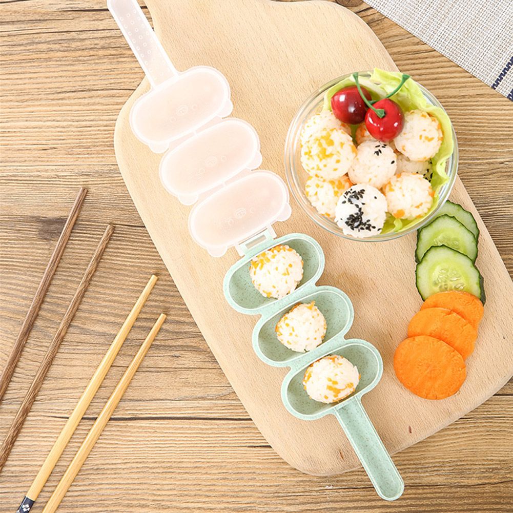 Rice Ball Mold Sushi Balls Maker Mould with Spoon Kitchen Cooking Tools Set for Baby(Beige)