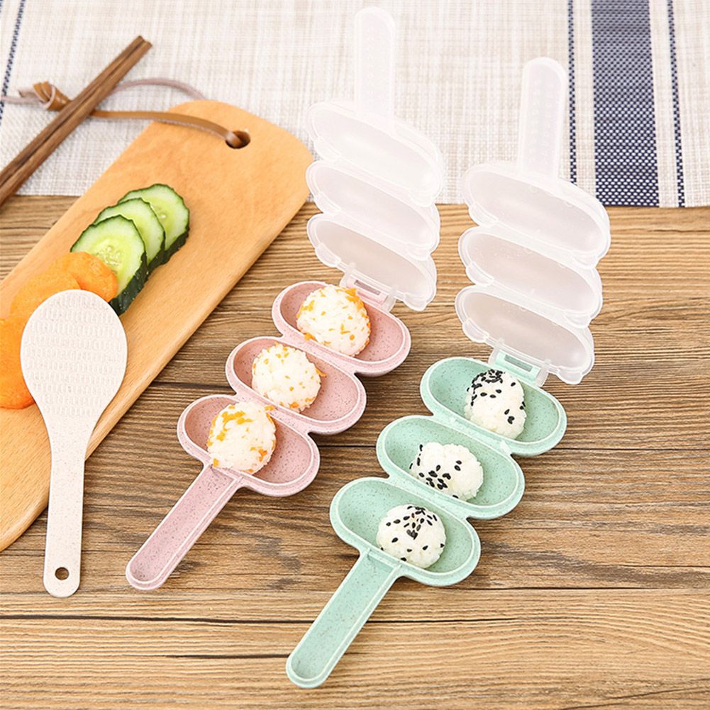 Rice Ball Mold Sushi Balls Maker Mould with Spoon Kitchen Cooking Tools Set for Baby(Beige)