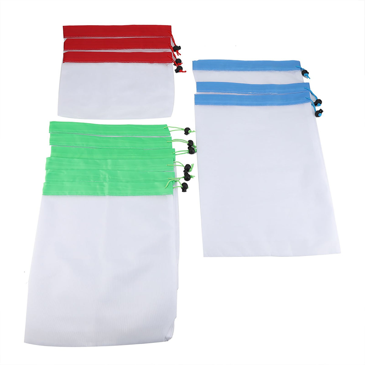 12Pcs Reusable Drawstring Mesh Bags Fruit Vegetable Sacks Storage Shopping Bag Toys Pouch