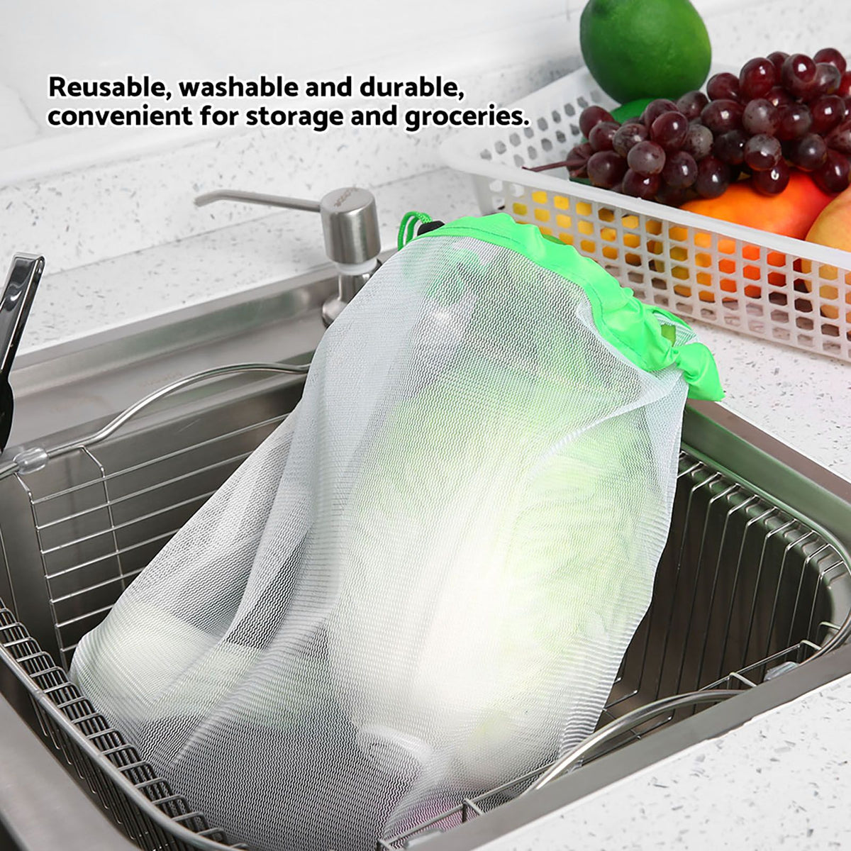12Pcs Reusable Drawstring Mesh Bags Fruit Vegetable Sacks Storage Shopping Bag Toys Pouch