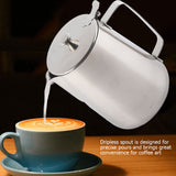 Stainless Steel Coffee Cup Mug Milk Frothing Pitcher Jug with Lid for Latte Coffee Art(2000ml) - Rear View