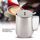 Stainless Steel Coffee Cup Mug Milk Frothing Pitcher Jug with Lid for Latte Coffee Art(2000ml) - Close-Up Angle