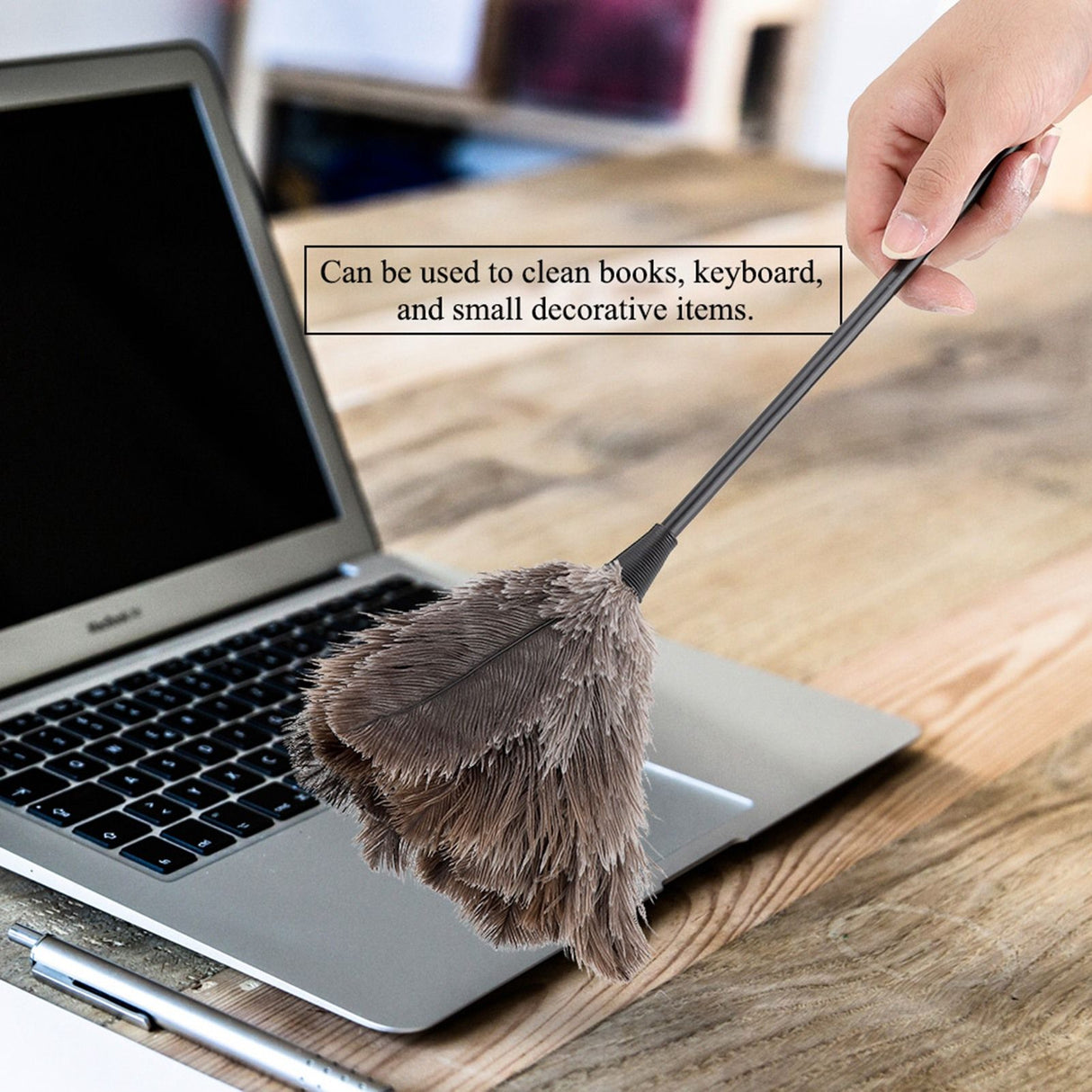Mini Handmade Washable Reusable Ostrich Feather Duster for Books Keyboard Office Home