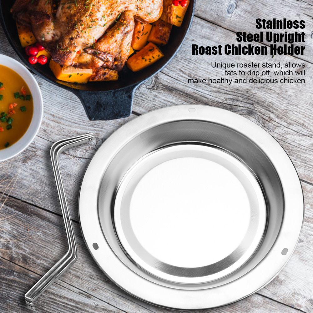 1Pc Stainless Steel Upright Roast Chicken Holder Roaster Rack Barbecue Grilling BBQ Tools