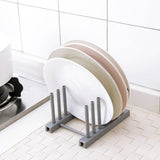 1Pc Removable Dish Plate Drying Rack Draining Board Stand Holder for Kitchen Supplies(Grey) - Side View