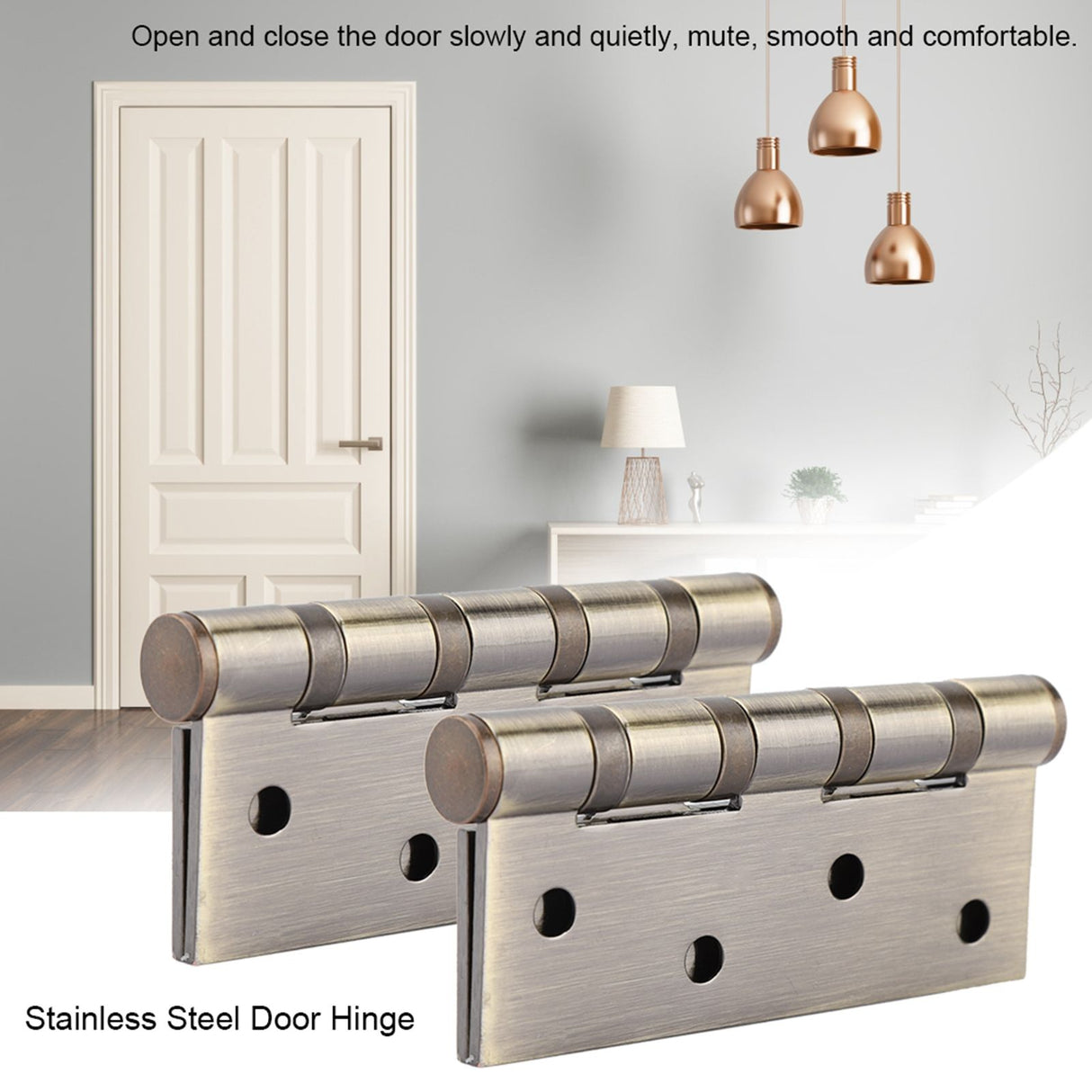 4in 3mm Stainless Steel Door Hinge Loose Pin Muffler Buffer Hinges Mute Bearing(Plating Yellow)