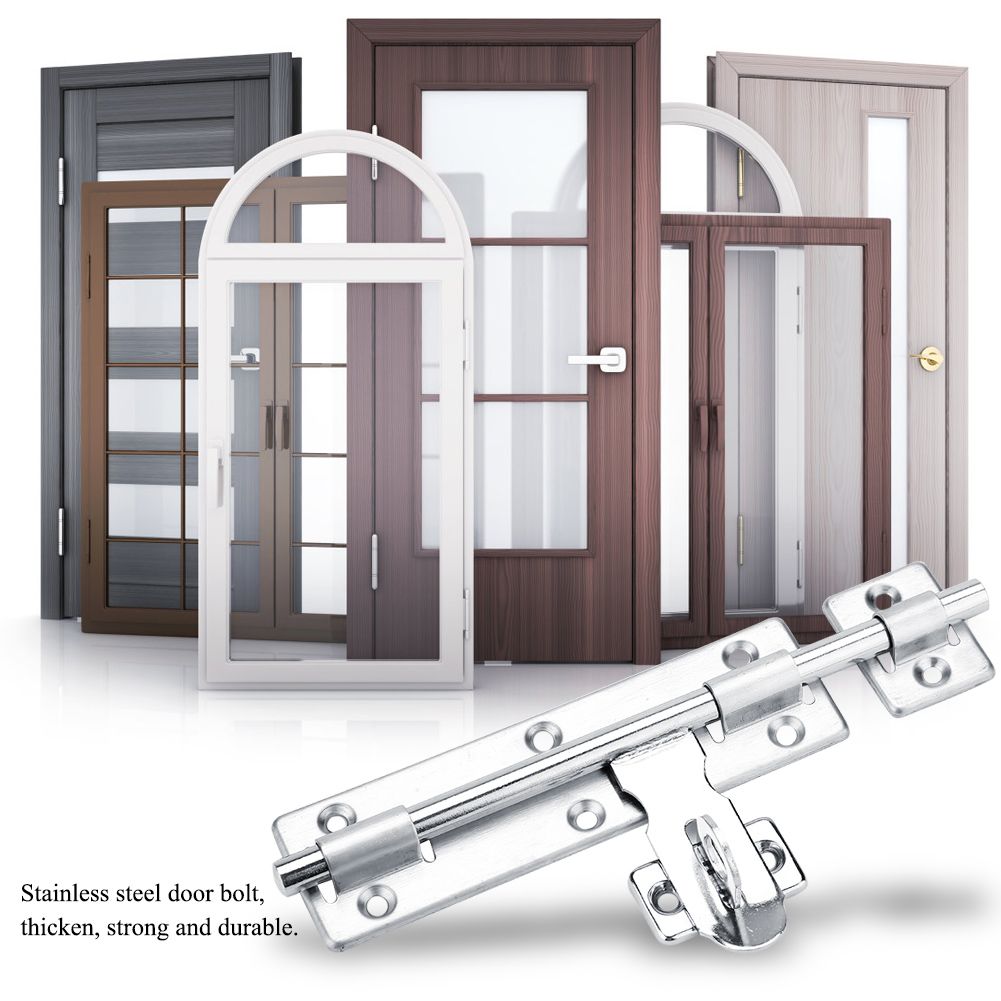 1Pc 8inch Stainless Steel Security Home Door Bolt Padlock Sliding Barrel Bolts Window Lock