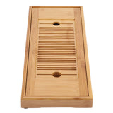 1Pc Bamboo Mini Tea Serving Tray Chinese Gongfu Tea Plate for Home Office Table 38*15cm - Top-Down View