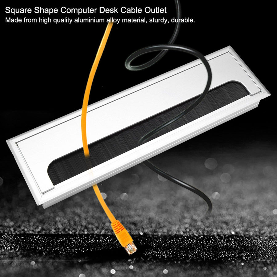 Square Aluminium Desk Computer Wire Cable Tidy Outlet Insert Hole Top Cover(Large)