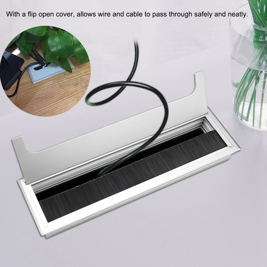 Square Aluminium Desk Computer Wire Cable Tidy Outlet Insert Hole Top Cover(Large)
