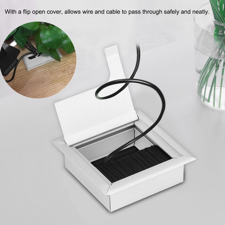 Square Aluminium Desk Computer Wire Cable Tidy Outlet Insert Hole Top Cover
