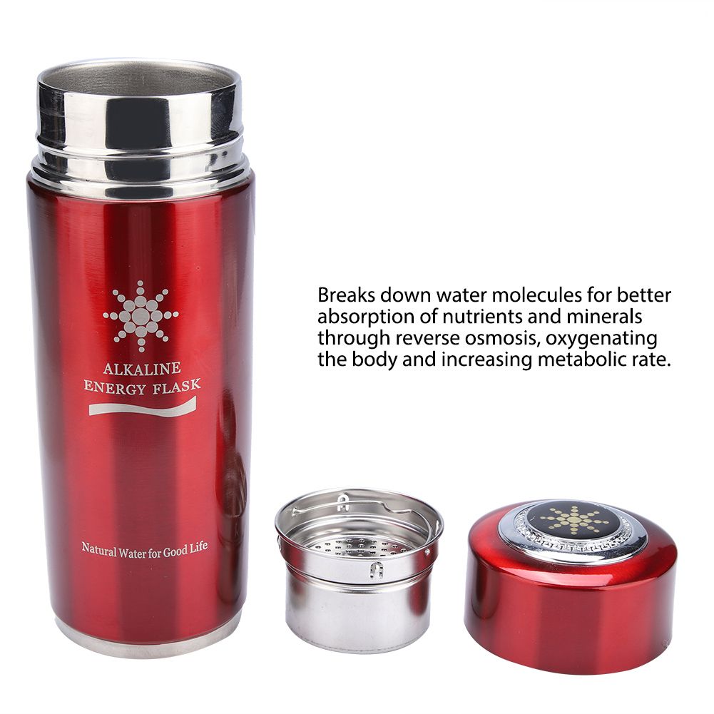 Stainless Alkaline Water Bottle Portable Nano Balance Bio Energy Lonizer Cup Flask(Red)