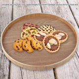 Round Shape Solid Wood Tea Coffee Snack Food Meals Serving Tray Plate Restaurant Trays Wooden