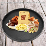 Round Shape Solid Wood Tea Coffee Snack Food Meals Serving Tray Plate Restaurant Trays Black