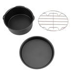 8''3 in 1 Multifunctional Air Fryer Accessories Set Bread Shelf Cake Barrel Pizza Pan(Black)