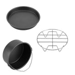 8''3 in 1 Multifunctional Air Fryer Accessories Set Bread Shelf Cake Barrel Pizza Pan(Black)