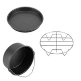 8''3 in 1 Multifunctional Air Fryer Accessories Set Bread Shelf Cake Barrel Pizza Pan(Black) - 45-Degree Angle