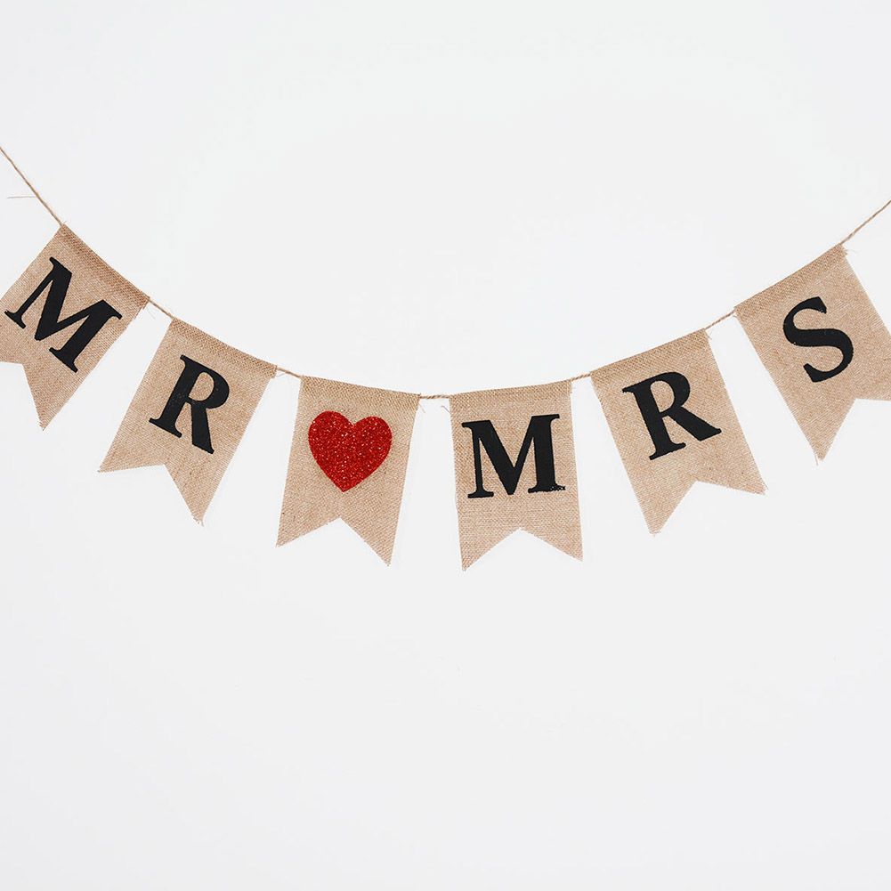 Burlap Banner Hanging Flags for Party Wedding Bridal Proposal Decoration