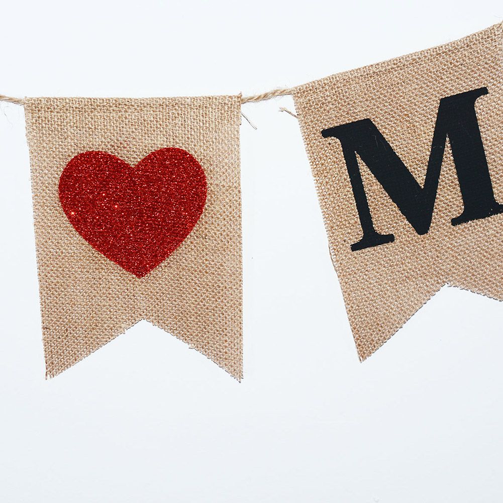 Burlap Banner Hanging Flags for Party Wedding Bridal Proposal Decoration