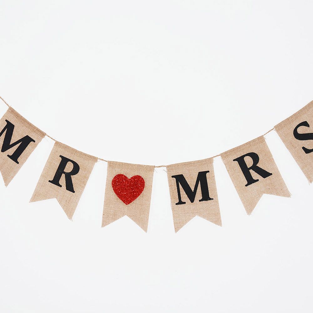 Burlap Banner Hanging Flags for Party Wedding Bridal Proposal Decoration