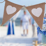LOVE Triangle Linen Hanging Flags Heart shaped Banner Bunting for Wedding Decoration - Top-Down View