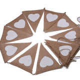 LOVE Triangle Linen Hanging Flags Heart shaped Banner Bunting for Wedding Decoration - 45-Degree Angle
