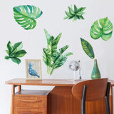 Green Leaves Shape Sticker Living Room Bedroom Backdrop Wall Decorative Decal