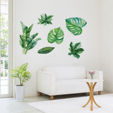 Green Leaves Shape Sticker Living Room Bedroom Backdrop Wall Decorative Decal - 45-Degree Angle