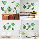 Green Leaves Shape Sticker Living Room Bedroom Backdrop Wall Decorative Decal