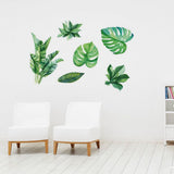 Green Leaves Shape Sticker Living Room Bedroom Backdrop Wall Decorative Decal