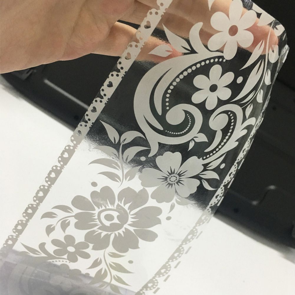 Flowers Patterns Mirror Waistline Wall Glass Stickers Home Store Decal Decor