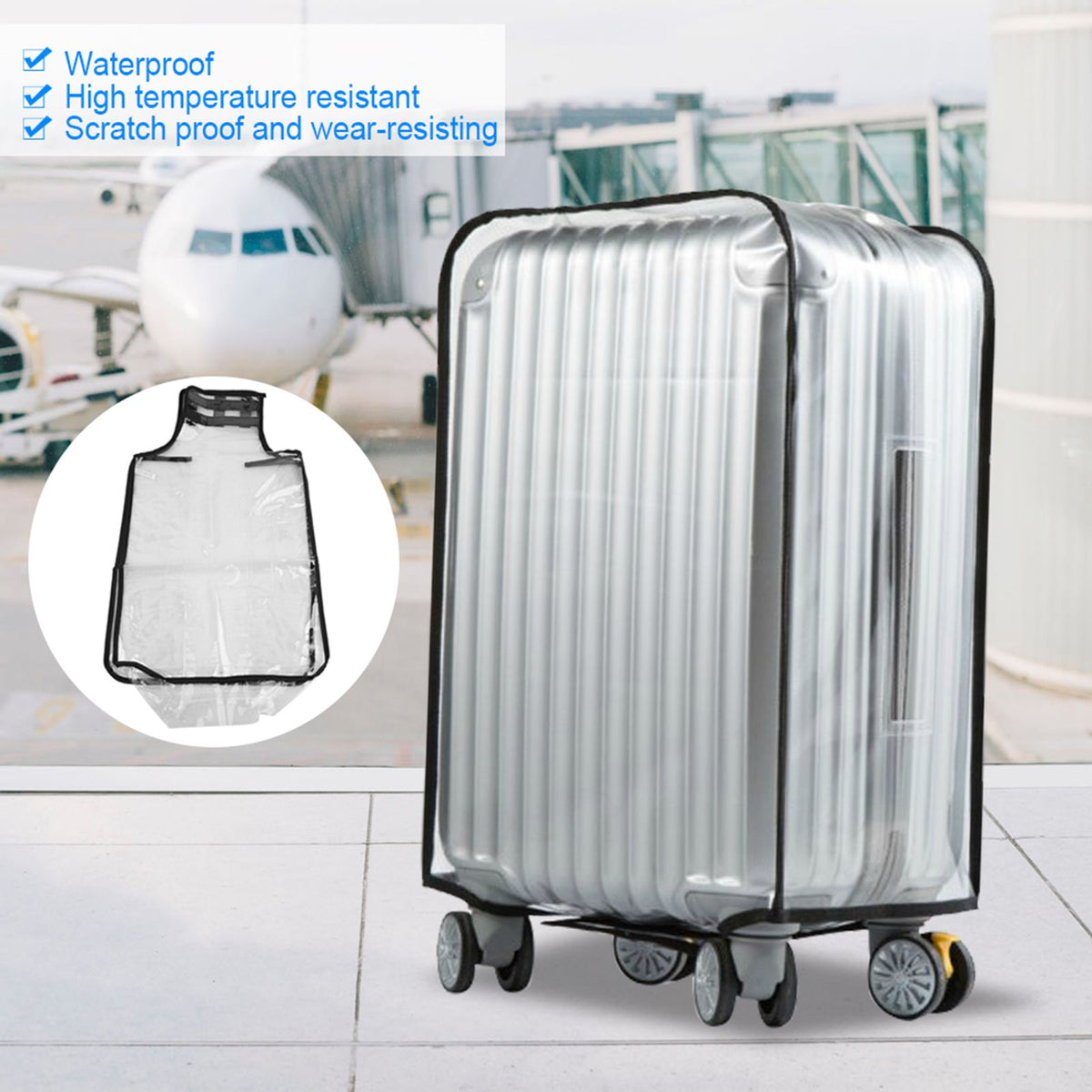 PVC Transparent Dust Proof Luggage Suitcase Cover Waterproof Trolley Case Protecter 28in