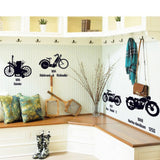 Motorcycle Bicycle Pattern Wall Sticker for Living Room Bedroom Backdrop Wall Decorative Decal - Top-Down View