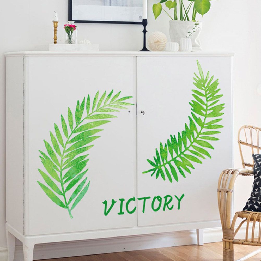 Modern Fresh Style Nordic Leaves Pattern Decoration Wall Sticker for Bedroom Living Room