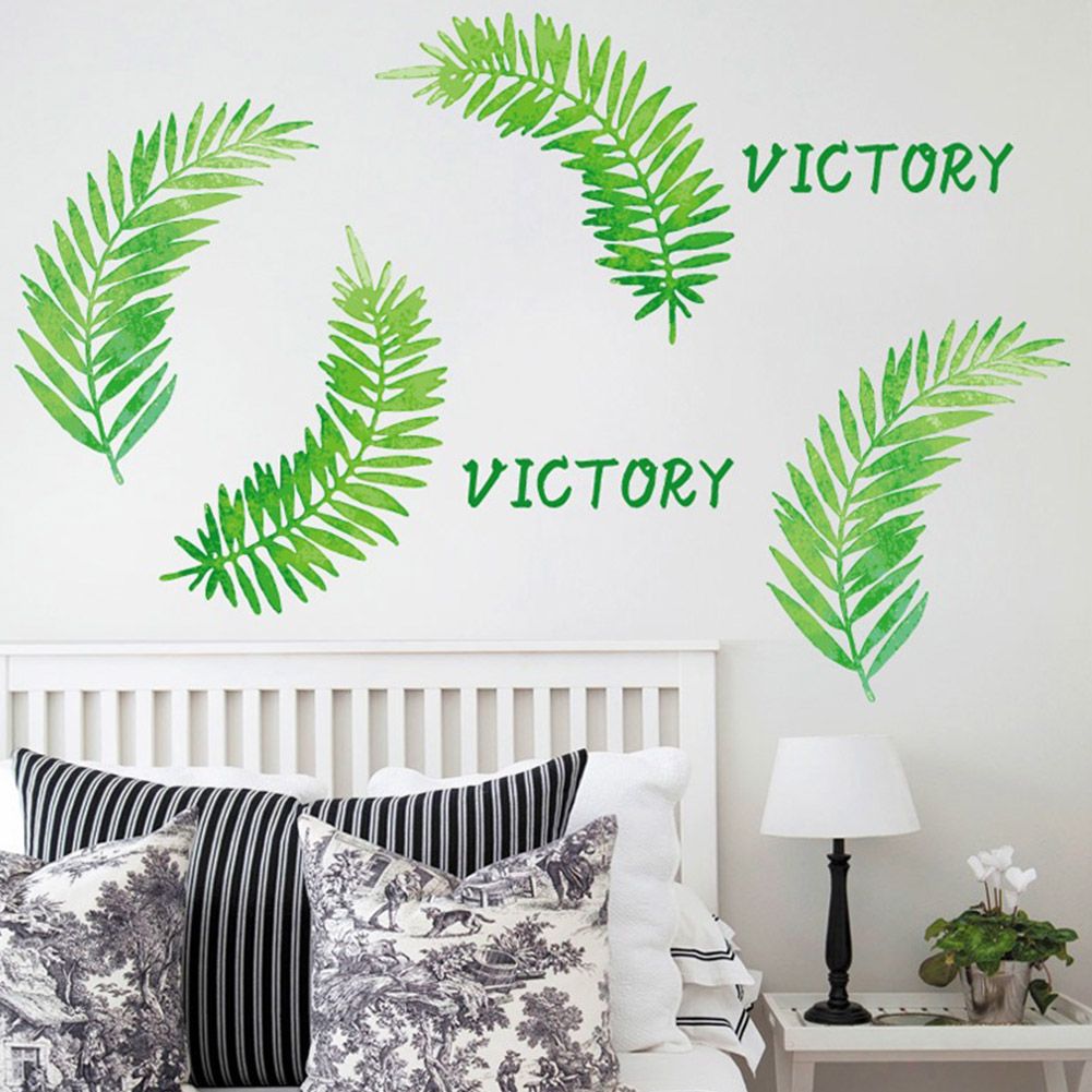 Modern Fresh Style Nordic Leaves Pattern Decoration Wall Sticker for Bedroom Living Room