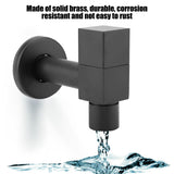 Black Brass Square Washing Machine Faucet Wall Mount Laundry Cold Water Tap(Mop Pool) - Front View