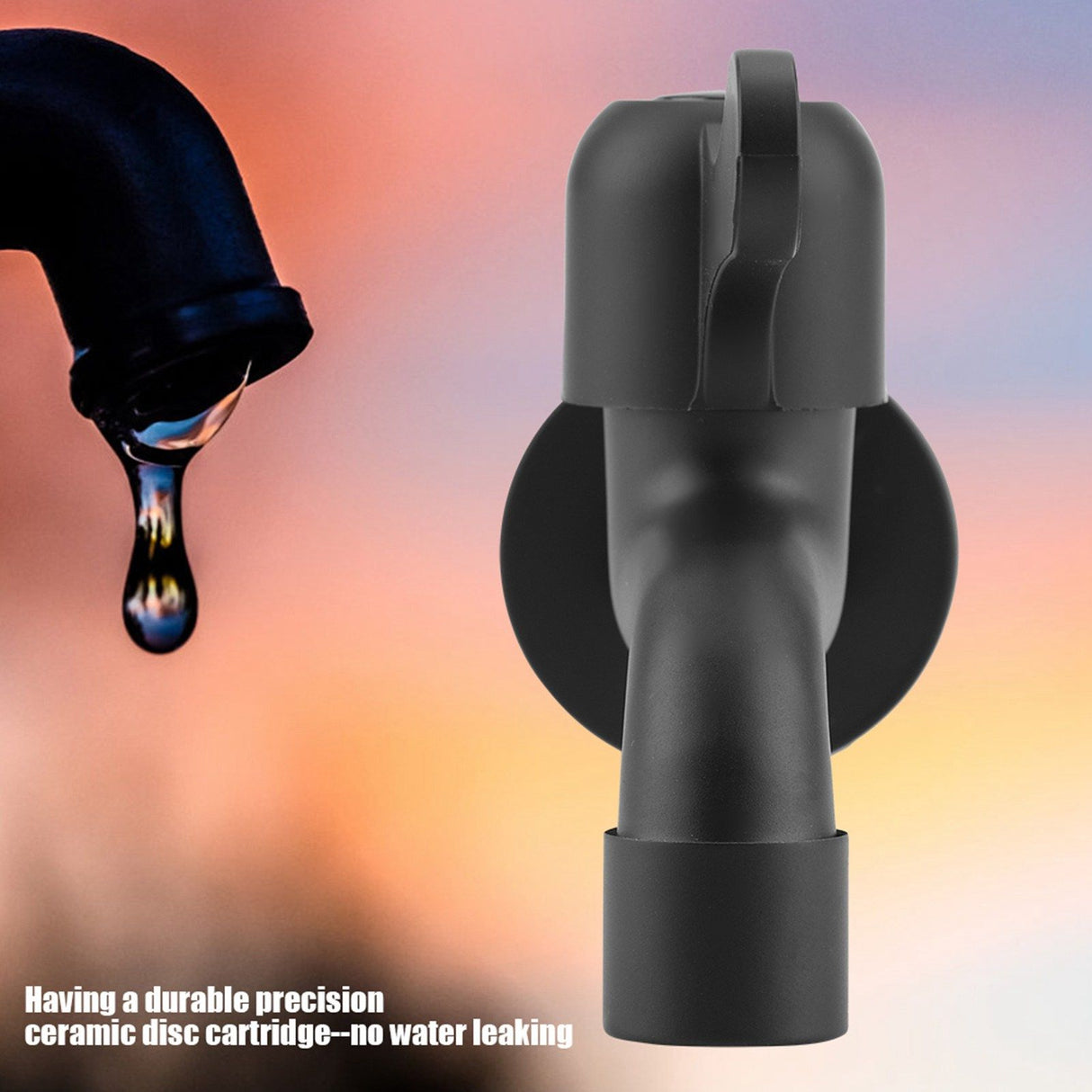 304 Stainless Steel Black Wall Mount Tap Garden Water Faucet for Bathroom(Mop Pool)